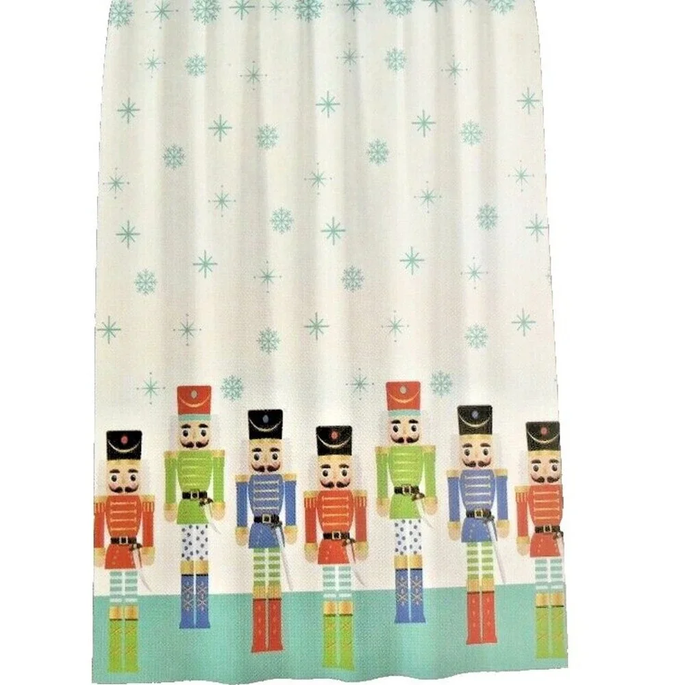 Christmas Nutcracker Fabric Shower Curtain Bathroom Holiday Polyester 72x72